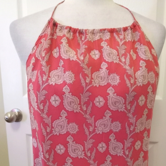 GAP pink paisley silk halter dress. Large - Picture 6 of 10